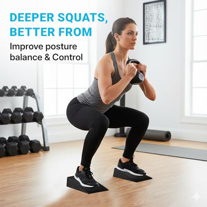 Uwaomah.Squat wedge, pack of 2, 1500 LBS Capacity, 1" & 2" Heel Elevated Squat wedge block of calf stretching & Physical Therapy, Foot Workout Wedge, Ankle Mobility, Portable Heavy Duty Blocks