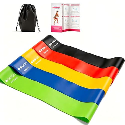 Resistance Bands Set 5-Pack, Exercise Workout Bands for Women & Men with 5 Resistance Levels, Elastic Fitness Bands for Home Gym, Yoga, Pilates, Stretching, Strength Training & Physical Therapy