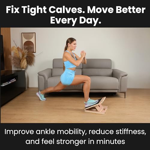 Swara 17″ Wide Wooden Slant Board for Calf Stretching & Squats, Foldable | Adjustable Calf Stretcher with Thicker Base, Foldable Wide Slant Board, Exercise Guide, Free Muscle Roller and 400lb Capacity - size: 14x17 Inch