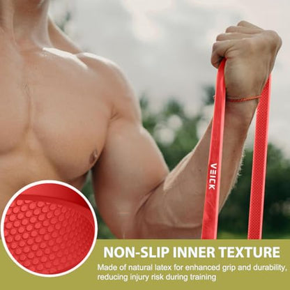 VEICK Pull Up Assist Resistance Bands for Home Gym | 100% Natural Latex, Non Slip Leather Texture, Space Saving, Full Body Training for Men Women - color: Colorful Set of 5 + Hand Grip Pads