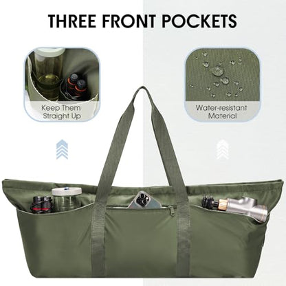sportsnew Large Yoga Mat Bag Trolley Sleeve Gym Carrier Shoe Bag Wet Pocket - color: Army Green