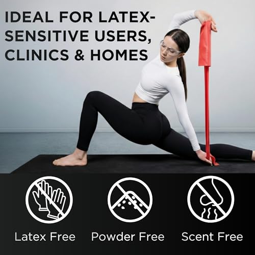 THERABAND Resistance Band, 50-Yard Roll, Latex Elastic Band for Exercise, Stretching, Physical Therapy, Yoga, Pilates, Home Workouts, Cut-to-Length, Color-Coded Levels - color: Red | Medium, style: Non-Latex