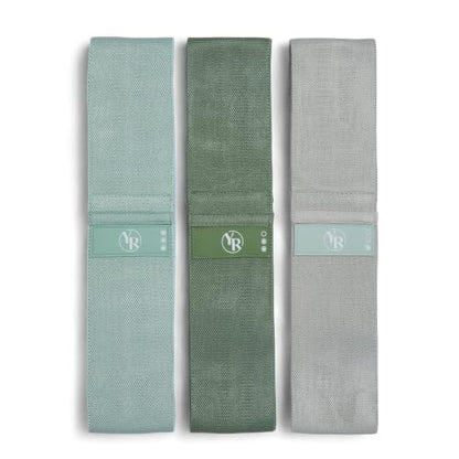 Fabric Booty Bands Set, 3 Resistance Levels for Pilates - color: Sage