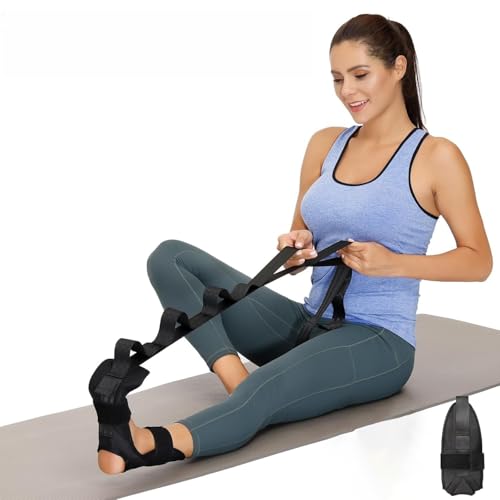 Foot and Calf Stretching Strap with Loops, Plantar Fasciitis Stretch Strap for Yoga & Flexibility Training, Black