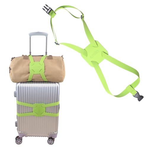 Adjustable Luggage Straps for Suitcases Add a Bag High Elastic Travel Bungees Connecting Carry On Bag TSA Approved (Green Luggage strap-1PCS) - color: Green luggage strap