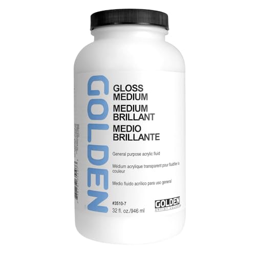 GOLDEN Gloss Medium, 32 fl. oz. Jar, Professional Acrylic Medium, Transparent