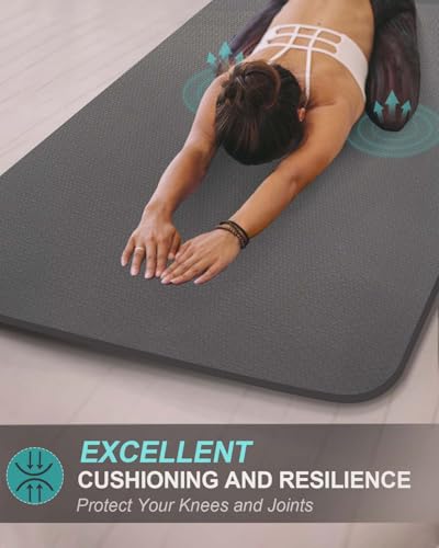 Extra Long & Wide Thick Yoga Mat for Tall Men & Women, 84'' x 32'' x 7mm Oversized Yoga Mat Double-Sided Non Slip, Pro TPE Yoga Mats with Strap - color: Gray