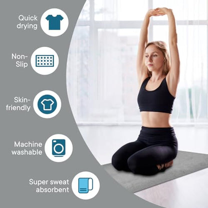 Yoga Towels, Non Slip Hot Yoga Mat Towel with Grip Dots,Super-Absorbent Soft Microfiber Yoga Blanket for Pilates, Fitness and Workout 72inch x 24inch - color: Grey