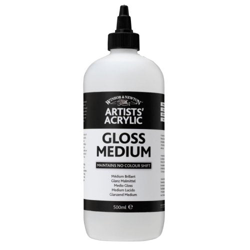 Winsor & Newton Professional Acrylic Medium, Gloss Medium, 500ml | Extends acrylic paint while increasing gloss and maintaining color intensity for smooth, even application. - color: Gloss Medium, style: 500ml (16.9-oz)