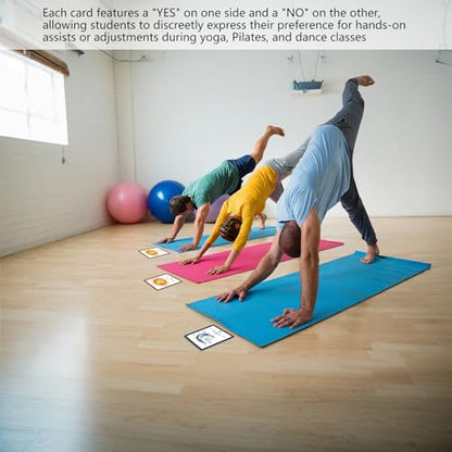 Rounded Corners Yoga Consent Cards,20 Pcs Double-Sided Assist Cards for Yoga Teachers, Pilates and Dance,Yes or No Adjust Cards(7 * 10cm)