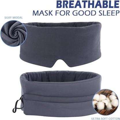 Mavogel Full Coverage Sleep Mask for Sleeping, Light Blocking Eye Mask | Adjustable Closure, Ultra Soft Breathable Modal Eye Cover for Women Men, Pressure-Free for Travel, Nap & Shift Work