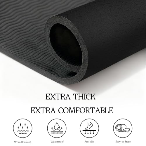 VTORY Extra Large Yoga Mat 6'x 4' - (6mm /8mm/12mm) - size: 6' x 4' x 1/4 in