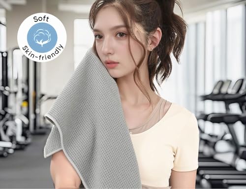Microfiber Gym Towels 3 Pack, Quick-Drying Yoga Towels for Sport, Workout Equipment, Home and Gym, 16 Inches x 27.5 Inches - color: Grey