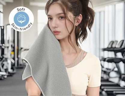 Microfiber Gym Towels 3 Pack, Quick-Drying Yoga Towels for Sport, Workout Equipment, Home and Gym, 16 Inches x 27.5 Inches - color: Grey