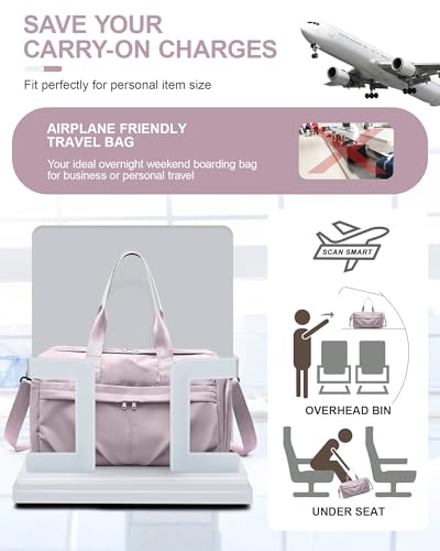 Gym Bag for Women with Shoe Compartment, Sport Travel Duffel Bag for Men - color: Pink