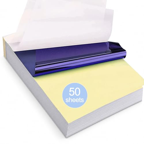 Tattoo Transfer Paper 50 Sheets A4 Size 4-Layer Tattoo Stencil Paper | For Thermal Copier & Hand Tracing, Professional Tattoo Tracing Transfer Paper for Artists, Studios, Apprentices & Beginners - size: A4 size/50 sheets