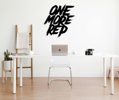 Motivational Metal Wall Art Home Gym Decor for Wall One More Rep Wall Decor Inspirational Quotes Signs for Office Living Room（ Black 10.2in x 15.4in ）