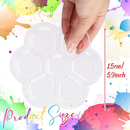 200 Pcs Paint Tray Palettes 5.9 in Clear Disposable Flower Petal Plastic Paint Palette Watercolor Craft Supplies for Art Class, DIY Craft, Halloween Painting Party, Birthday Party - style: Flower Petal