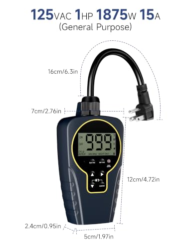 Techbee Repeat Cycle Timer Plug Outlet, 15A 1HP
