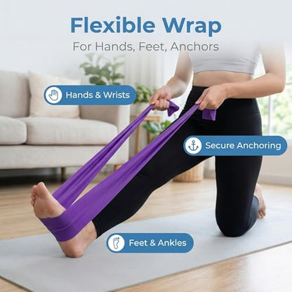 1.5M Resistance Band Elastic Stretch Band for Yoga Pilates and Strength Training - color: purple