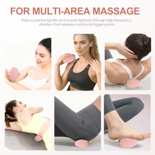 Vibrating Massage Ball with Rolling Head for Plantar Fasciitis - color: Pink