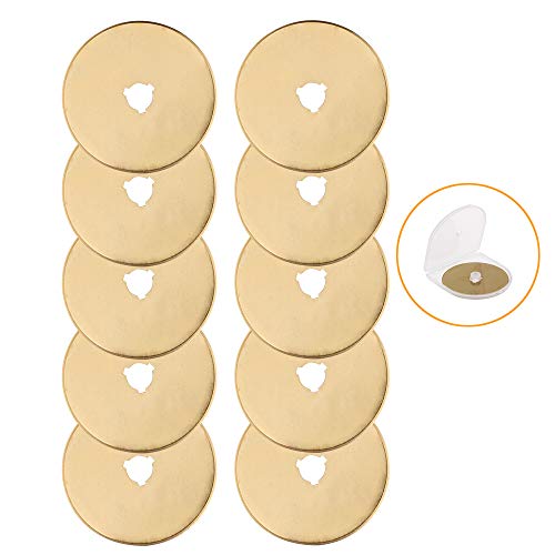 Titanium Rotary Cutter Blades 60mm 10 Pack Replacement Blades for Fabric | Titanium-Coated Rotary Blades for Smooth Cutting of fabric Paper and Craft Sharp and Durable for Quilting Sewing Scrapbooking - size: 60mm