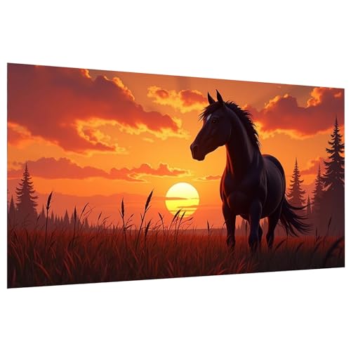 JOOZ Large Diamond Art Kits for Adults DIY 5D Horse Diamond Painting Kits for Adults Full Drill Sunset Diamond Painting Gem Art Kits for Gift Home Wall Decor 27.5x15.7 Inch - color: Horse 035