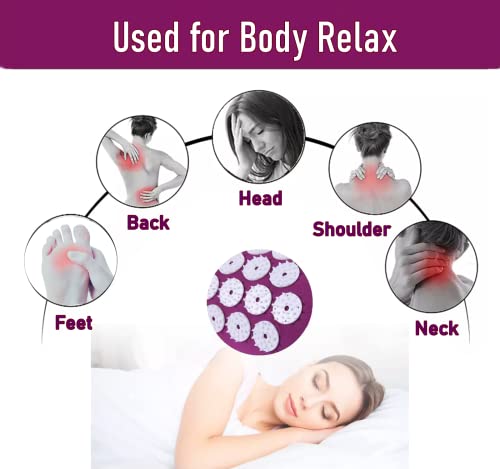 Acupressure Pillow Acupuncture Massager for Massage Neck Back Head Pain Relief, Relieves Muscle Stress Relaxation, Purple - color: Purple