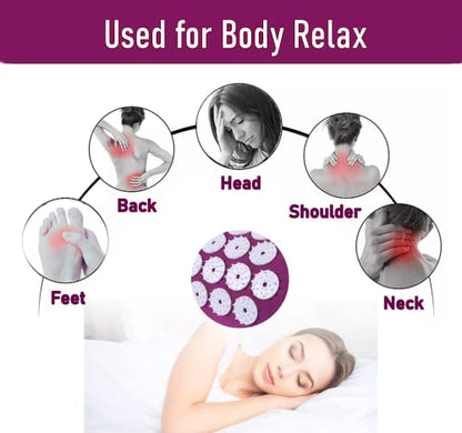 Acupressure Pillow Acupuncture Massager for Massage Neck Back Head Pain Relief, Relieves Muscle Stress Relaxation, Purple - color: Purple