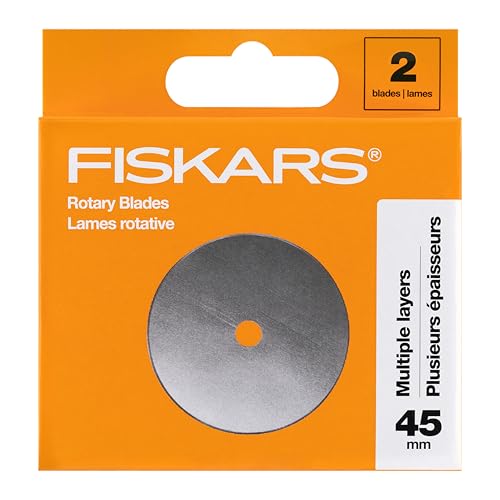 Fiskars 45mm Rotary Cutter Blade Replacements for Fabric, 2-Pack | High Grade Premium Steel for Long-Lasting Sharpness, Precision Cutting for Crafts, Sewing & Quilting Projects - size: 45mm, style: 1 Pack - Standard
