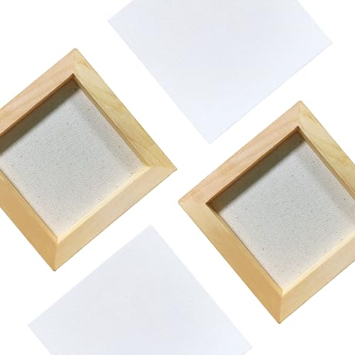 AUREUO Mini Stretched Canvas - 4x4 Inch/24 Pack - 2/6 Inch Profile Tiny Square Canvas Boards for Painting - Art Gift Set Bulk Pack Canvases for Acrylic Halloween Painting & Craft - size: 4"x4"