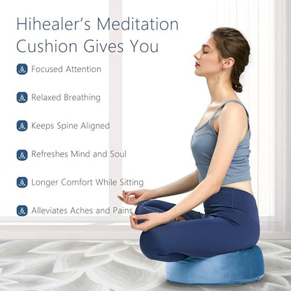 Hihealer Meditation Cushion, Traditional Tibetan Velvet Meditation Pillow - color: Restful Light Blues