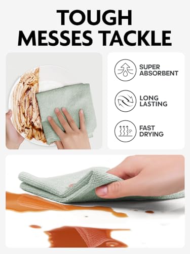 Fantasticlean Microfiber Cleaning Cloth Roll- 75 Sheets, 12"x12"(MossGreen) - color: Moss Green, size: 75 pack