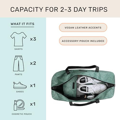 Jadyn Luna Women's Weekender Bag and Travel Duffel, Large 37 Liter Capacity - color: Sage Flora, size: Large