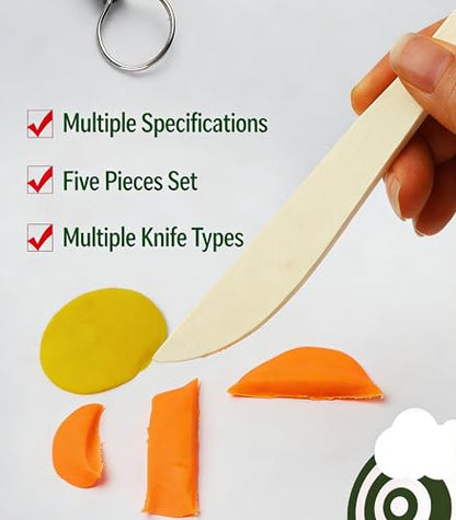 MAGIKON Clay Sculpture Tools Set, 5Pcs Wooden Handle Metal Tip | Wooden handles, metal tips, 5.9in length, for carving, cutting, smoothing, suitable for beginners and professionals