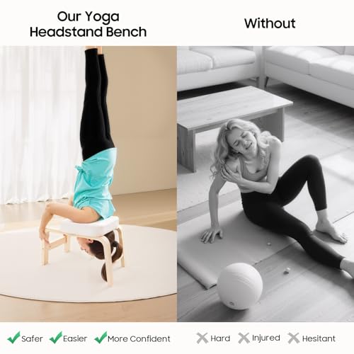 Wooden Yoga Headstand Bench Yoga Inversion Chair 440lbs Capacity