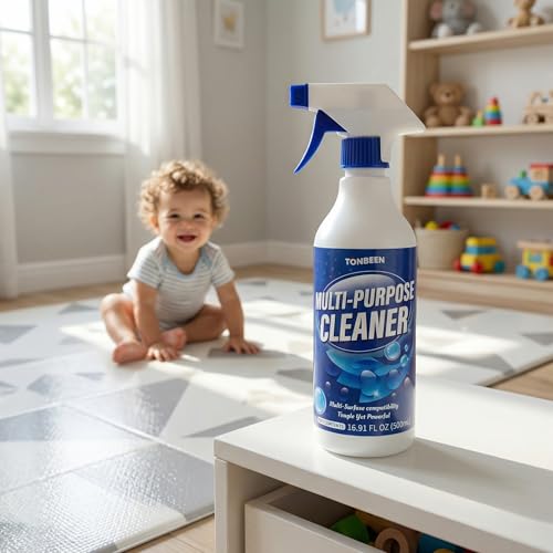 Multi-Surface Cleaner Spray for Play Mat, Yoga Mat, Tatami & Table Top, Remove Stains from Kids Toys, Backpacks & School Chairs, Safe for Handprints & Food Spills, Easy Wipe Cleaning, 500ml