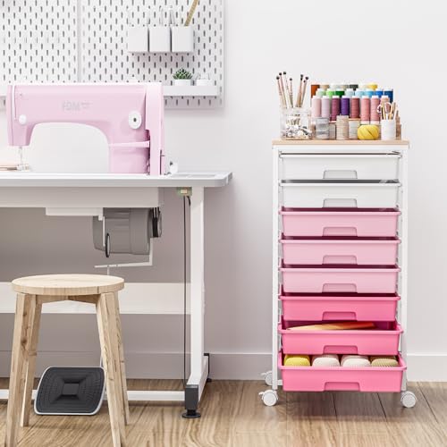 TOOLF Rolling Storage Cart with 8 Drawers,Rose Pink - color: Rose Pink