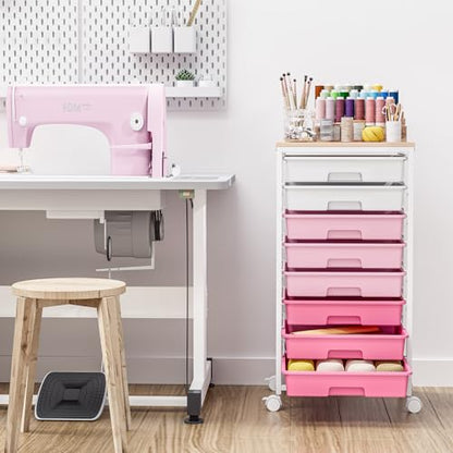 TOOLF Rolling Storage Cart with 8 Drawers,Rose Pink - color: Rose Pink