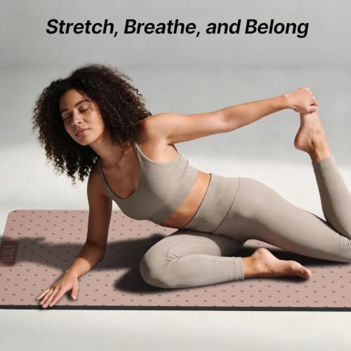ILILI Suede TPE Yoga Mat, 10mm Thick, 76" x 28" Extra Long with Strap - color: Pinky Beige