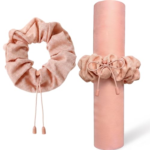 Aolamegs Adjustable Yoga Mat Scrunchie, 2-in-1 Mat Strap and Hair Tie, Fits All Standard & Extra Thick Yoga Mats - color: Pink Adjustable Elastic Mat Scrunchie