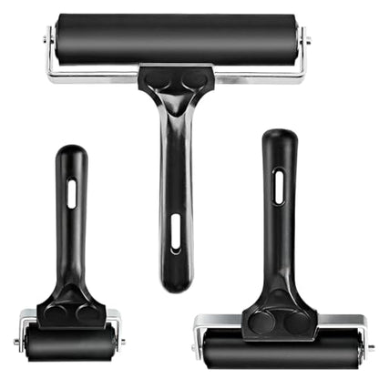 Yorwe Rubber Roller, Brayer Ideal for Anti Skid Tape Construction Tools, Print, Ink and Stamping Tools(2.5 & 4 & 6-Inch, Black)