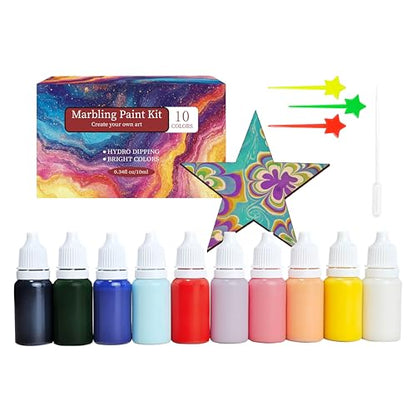 14PCS Water Marbling Painting Kit, Christmas Water Paint for Craft, Turkish Marble Pattern Craft Set,Cream Watercolor Art Kit, Perfect for Christmas, Halloween, Thanksgiving & New Year Gifts - color: 14pcs cream water marbling kit