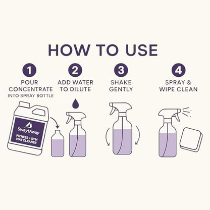 SwaytAway Fitness Mat Cleaner Concentrate Lavender, 32oz Makes 4 Gallons | No-Slip No-Residue Essential Oil Formula, USA Made Aromatherapy Yoga Mat Spray for Home & Studio, Natural Cleaning Solution - size: 32 oz - 1 Pack