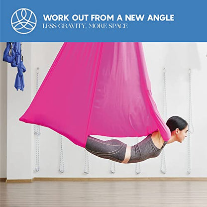 Aerial Yoga Hammock Swing, 4.5 Yards, Aerial Silks with Hardware - color: Hot-Pink, size: 4.5 yards