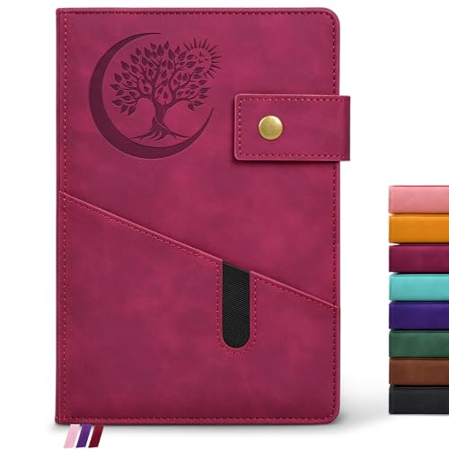 PAIBAS Lined Journal Notebook for Men, A5 Leather Journals for Writing Women, Hardcover Notebooks for Work,School,Note Taking,Travel,Business,Personal daily Diary,200 Page College Ruled (5.9" x 8.4") - color: Wine Red, size: Lined Page