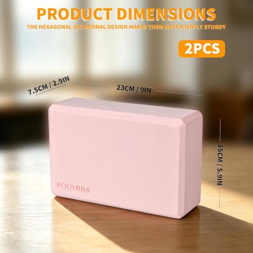 2-Pack Yoga Blocks, High-Density 9"x6"x3" Yoga Brick Foam Blocks, Non-Slip Exercise Blocks for Yoga, Pilates, Stretching and Meditation – Lightweight Yoga Props for Home Gym & Studio - color: Cherry Blossom