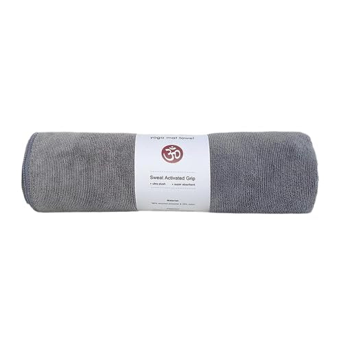 Microfiber Hot Yoga Towel - Mat-Sized, Super Absorbent, Anti-Slip, 24" x 72" - for Exercise, Fitness, Pilates Gear, Grey