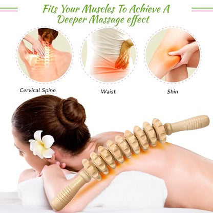 Curved Wood Therapy Massage Stick, Wooden Cellulite Muscle Roller for Legs - color: Wood Curved