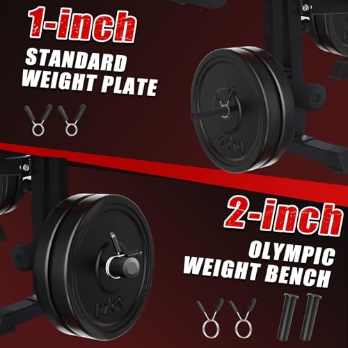 MAIDOMA Multi-Function 8 in 1 Foldable Weight Bench Set with Leg Extension - color: rust red